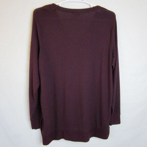 Lucky Brand Purple Maroon V-Neck Textured Long Sleeve Shirt Women's XL - Picture 6 of 6